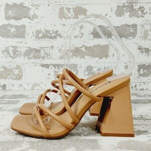 NEW Abound Austry Tan Mocha Tubular Strappy Heeled Sandals T328
